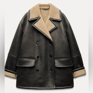 Zara faux shearling double faced coat NWT